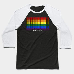 Love is Love Barcode LGBT Rainbow Flag Baseball T-Shirt